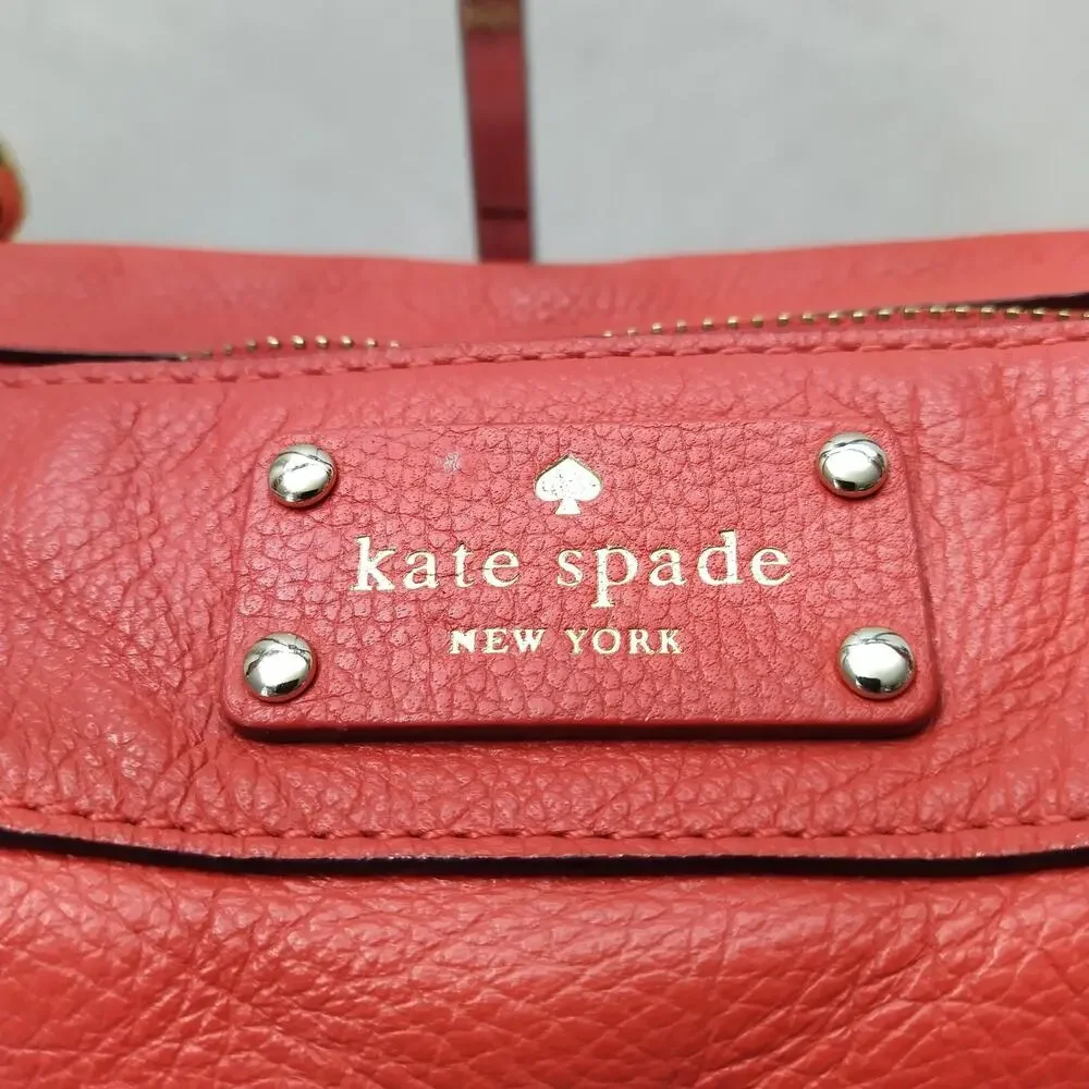 Kate Spade New York Red Pebbled Leather Double Handles Satchel Shoulder Bag